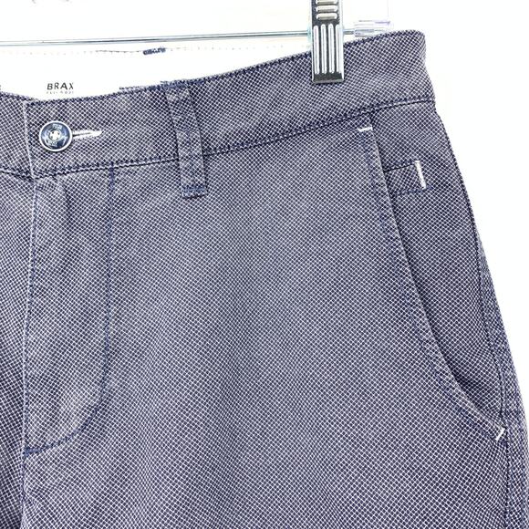 Brax Belleville Chino Short Mens Size 32 Cotton Blue Micro Diamond Print Stretch - Picture 3 of 7